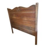 U - Vintage Full Size Wooden Headboard with Carved Details
