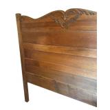 U - Vintage Full Size Wooden Headboard with Carved Details