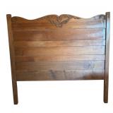 U - Vintage Full Size Wooden Headboard with Carved Details