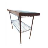 K - Stainless Steel Work Table with Wire Shelf and Wood Top