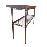 K - Stainless Steel Work Table with Wire Shelf and Wood Top