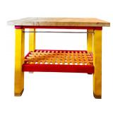 K - Colorful Wood Kitchen Island Table with Slatted Shelf