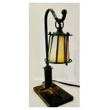 K - Pair of Quoizel Stained Glass Table Lamps, 12 Inch Height