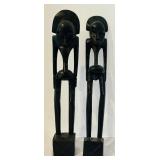 K - Set of 4 Hand-Carved African Tribal Wood Sculptures, 12 Inch Height