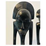K - Set of 4 Hand-Carved African Tribal Wood Sculptures, 12 Inch Height