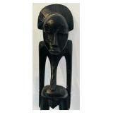 K - Set of 4 Hand-Carved African Tribal Wood Sculptures, 12 Inch Height