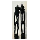 K - Set of 4 Hand-Carved African Tribal Wood Sculptures, 12 Inch Height