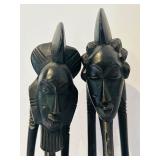 K - Set of 4 Hand-Carved African Tribal Wood Sculptures, 12 Inch Height