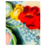 K - 24-Inch Bumper Harvest China Enamel Trays with Floral and Butterfly Design