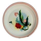 K - 24-Inch Bumper Harvest China Enamel Trays with Floral and Butterfly Design