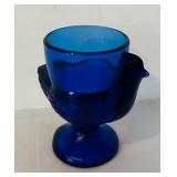 K - Vintage Glassware Collection: Rectangle Indiana Glass Dish, Cobalt Blue Glass Egg Cups, Jeannette Blue and Green Pedestal Glass Wedding Box