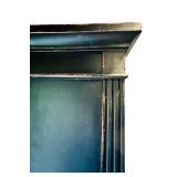 K - Tall Vintage Black Wooden Armoire Cabinet with Shelves and Key