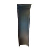 K - Tall Vintage Black Wooden Armoire Cabinet with Shelves and Key