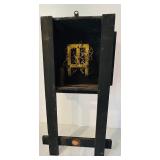 K - Vintage Wooden Arts and Crafts Wall Clock with Brass Numerals and Mechanical Movement