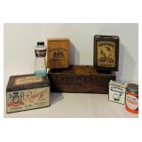 K - Vintage Advertising Tin and Bottle Collection Including Ridgways Tea, Windex, and More