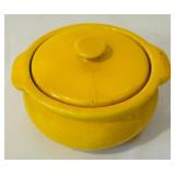 K - Set of 3 Vintage Ceramic Lidded Casserole Dishes in Yellow, Blue, and Pink