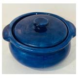 K - Set of 3 Vintage Ceramic Lidded Casserole Dishes in Yellow, Blue, and Pink
