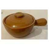 K - Set of 3 Handled Vintage Stoneware Soup Bowls with Lids, 8 x 3 Inches