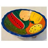 K - Set of 5 Mexican Hand-Painted Talavera Pottery Figures and Bowl