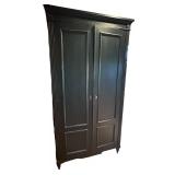 K - Vintage Black Two-Door Armoire Cabinet with Shelves