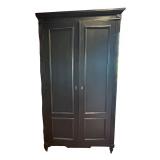 K - Vintage Black Two-Door Armoire Cabinet with Shelves