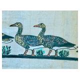 K - Framed Egyptian Papyrus Artwork with Geese Motif