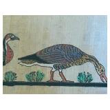 K - Framed Egyptian Papyrus Artwork with Geese Motif