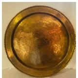 K - Vintage 26-Inch Brass Serving Tray Made in Hong Kong
