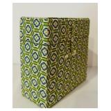 K - Decorative Set Including Faux Stacked Books, Green Marble Coasters, and Fabric Box