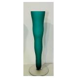 K - Set of 3 14-Inch Frosted Green Glass Vases