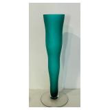 K - Set of 3 14-Inch Frosted Green Glass Vases