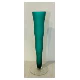 K - Set of 3 14-Inch Frosted Green Glass Vases