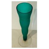 K - Set of 3 14-Inch Frosted Green Glass Vases
