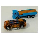K - Collection of 12 Diecast Toy Vehicles Including Trucks, Cars, and Helicopter