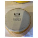 K - Collection of Yellow and Brown Ceramic Kitchenware Including Plates, Bowls, and Containers