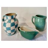 K - Set of 3 Vintage Ceramic Pitchers and Gravy Boat