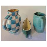K - Set of 3 Vintage Ceramic Pitchers and Gravy Boat
