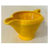 K - Red Wing 547 Blue Ball Jug with Yellow Sugar Bowl and Creamer Set