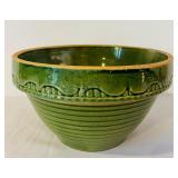 K - Set of 2 Vintage Stoneware Mixing Bowls - Green and Yellow