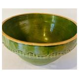 K - Set of 2 Vintage Stoneware Mixing Bowls - Green and Yellow