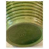 K - Set of 2 Vintage Stoneware Mixing Bowls - Green and Yellow