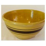 K - Set of 2 Vintage Stoneware Mixing Bowls - Green and Yellow
