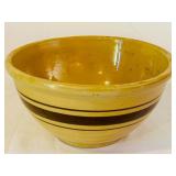 K - Set of 2 Vintage Stoneware Mixing Bowls - Green and Yellow