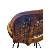 LR - Pair of Vintage Rattan and Metal Bar Stools