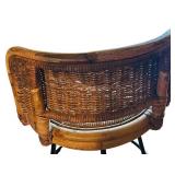 LR - Pair of Vintage Rattan and Metal Bar Stools