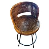 LR - Pair of Vintage Rattan and Metal Bar Stools