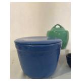K - Vintage Multi-Color Ceramic Kitchenware Set with Lidded Jars and Cups