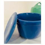 K - Vintage Multi-Color Ceramic Kitchenware Set with Lidded Jars and Cups