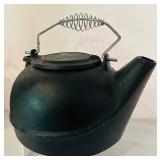 K - Set of 2 Vintage Kettles - Cast Iron and Aluminum with Metal Base