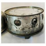 K - Set of 2 Vintage Kettles - Cast Iron and Aluminum with Metal Base